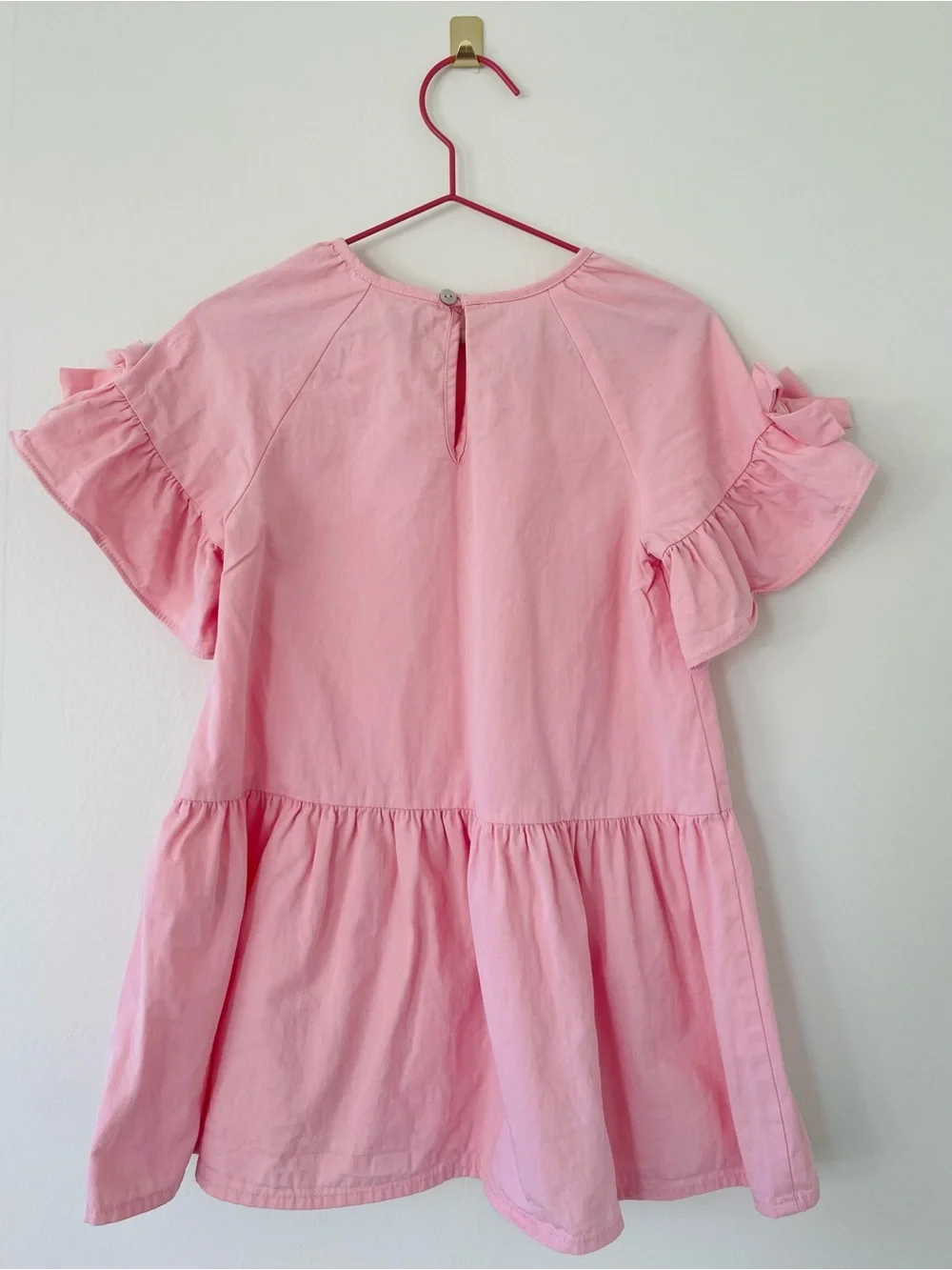 Zara Pink Bow-Sleeve Tiered Dress